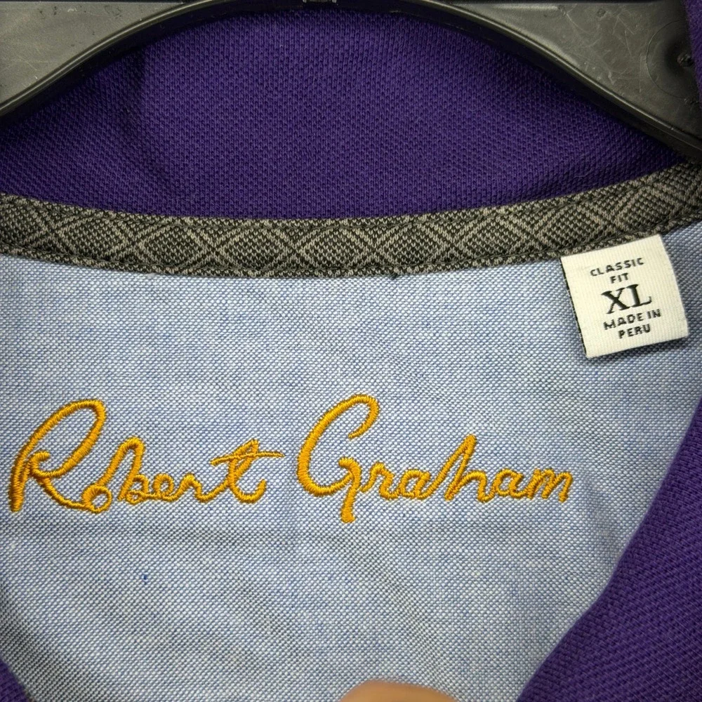 Robert Graham Pullover Mens XL Classic Fit Purple Geometric Button-Down EUC